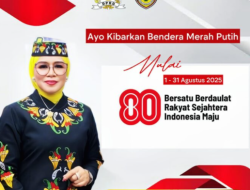 Sri Neni Mengajak Warga Barito Utara Mengibarkan Bendera Merah Putih Selama Agustus